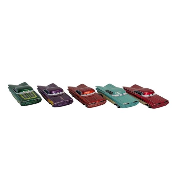 Disney Pixar Cars Diecast Chevrolet Chevy Impala Lot of 5 Red Purple Green Teal - Picture 1 of 13